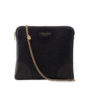 Deadly Ponies “Mr Molten” Clutch – Black Bulle Leather | Detachable Brass Chain